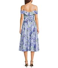Honey and Rosie Floral Printed Off The Shoulder Toe Back Fit And Flare Midi Dress