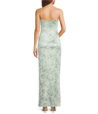 Honey and Rosie Floral Printed V-Neck Bustier Side Drape Dress