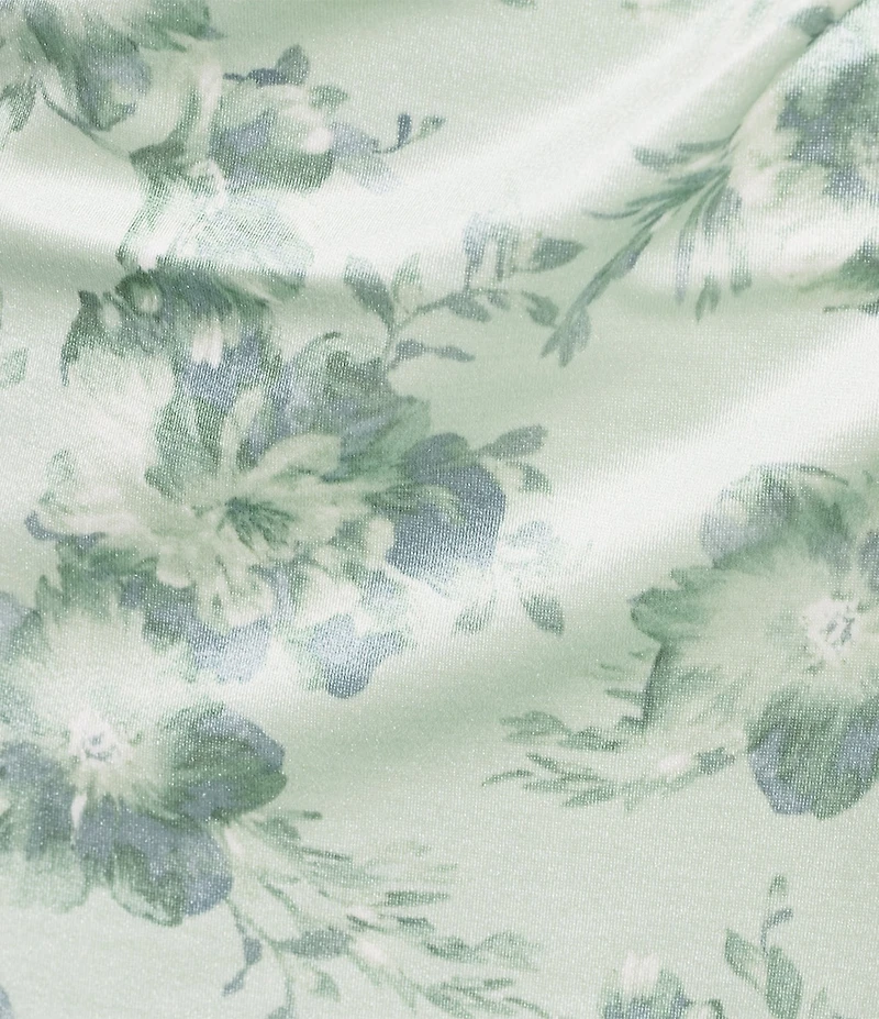 Honey and Rosie Floral Printed V-Neck Bustier Side Drape Dress