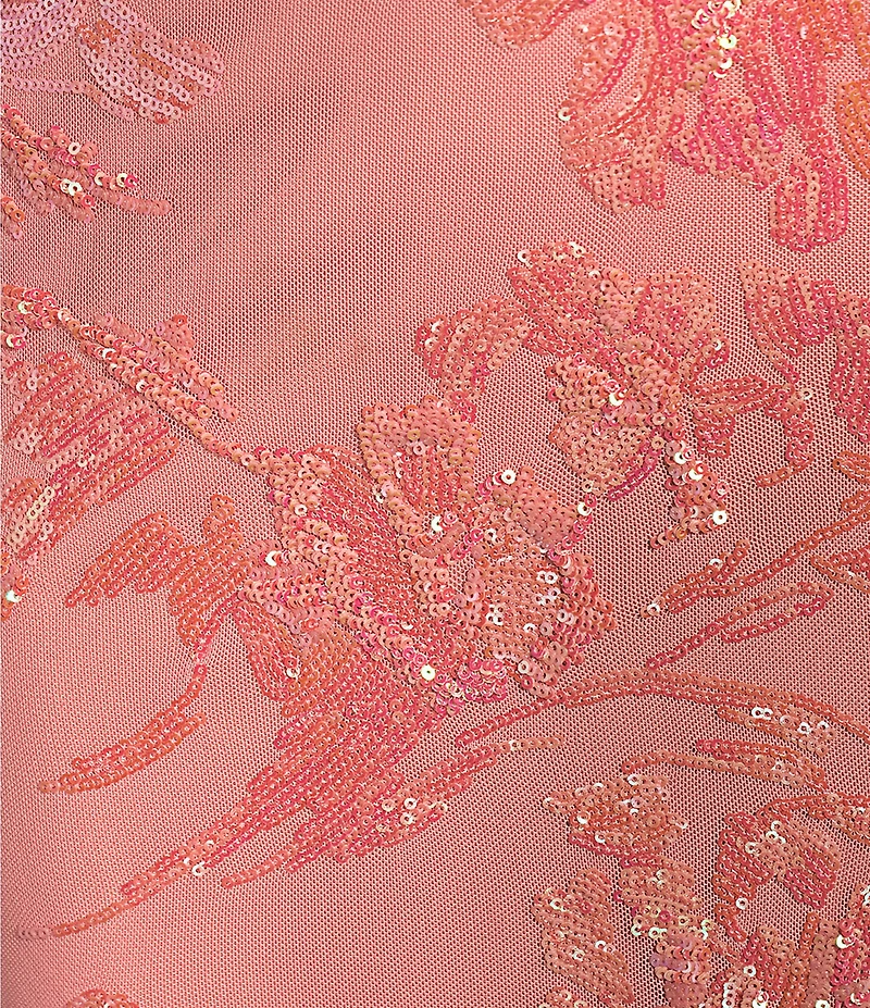 Honey and Rosie Floral Sequin Spaghetti Strap V-Neck Dress