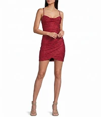 Honey and Rosie Glitter Cowl Neck Pleated Bodycon Dress