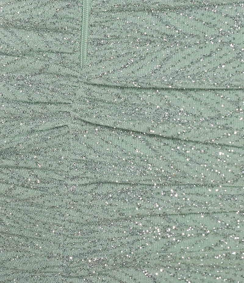 Honey and Rosie Glitter Cowl Neck Shirred Flared Hem Dress