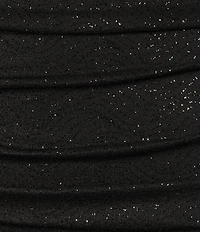 Honey and Rosie Glitter Drape Neck Adjustable Strap Shirred Gown