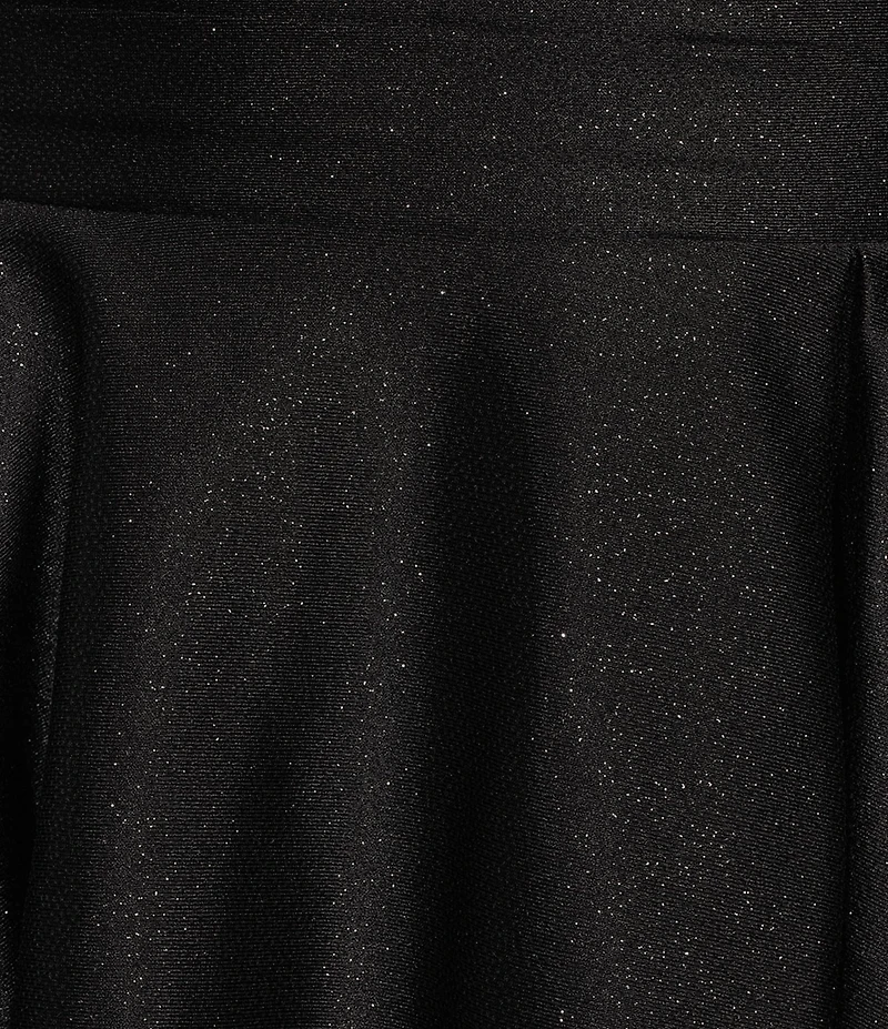 Honey and Rosie Glitter Halter V-Neck Pleated Waist Fit And Flare Dress