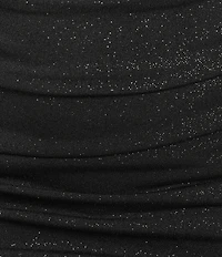 Honey and Rosie Glitter Halter V-Neck Shirred Tie-Back Dress
