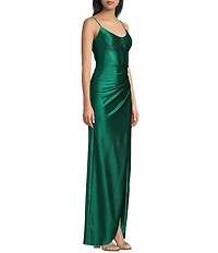 Honey and Rosie Glitter Knit Corseted Lace Up Back Pleated Envelope Dress