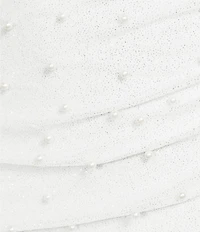 Honey and Rosie Glitter Knit Pearl Embellished Strapless Asymmetrical Hem Midi Dress