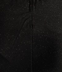 Honey and Rosie Glitter Knit Strapless Corset Front Slit Gown