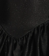 Honey and Rosie Glitter Knit Strapless Tiered Lace Up Tie Back Fit And Flare Dress