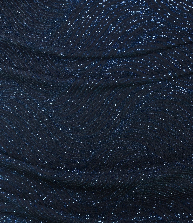 Honey and Rosie Glitter Knit Tie Shoulder Shirred Midi Dress