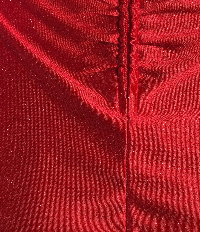 Honey and Rosie Glitter Knit V-Neck Corset-Inspired Envelope Hem Dress