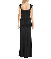 Honey and Rosie Glitter Off The Shoulder Cowl Neck Fitted Ball Gown