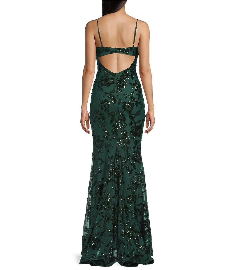 Honey and Rosie Glitter Patterned Cowl Neck Shirred Flare Hem Long Dress