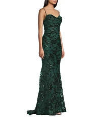 Honey and Rosie Glitter Patterned Cowl Neck Shirred Flare Hem Long Dress