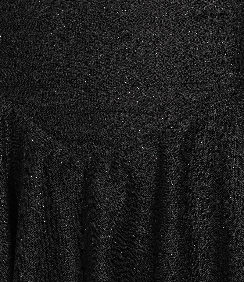 Honey and Rosie Glitter Strapless Tiered Fit-And-Flare Lace Up Back Dress