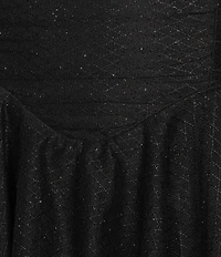 Honey and Rosie Glitter Strapless Tiered Fit-And-Flare Lace Up Back Dress