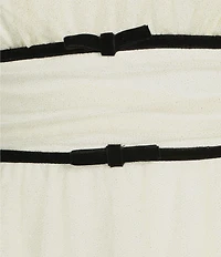 Honey and Rosie Glitter Velvet Bow Trim Tiered Dress