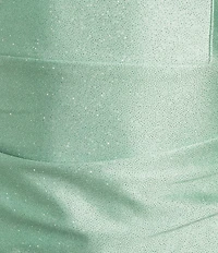 Honey and Rosie Glittered Straight Neck Drop Waist Lace Up Back Dress