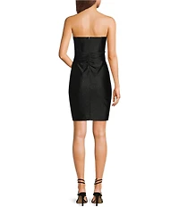 Honey and Rosie Glittered Strapless Pleated Twist Front Corseted Bodycon Dress
