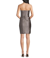Honey and Rosie Glittered Strapless Pleated Twist Front Corseted Bodycon Dress
