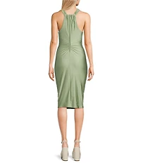 Honey and Rosie Halter Neck Sleeveless Criss Cross Front Bodice Midi Dress