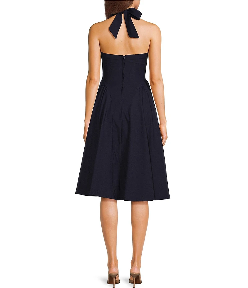 Honey and Rosie Halter V-Neck Fit-And-Flare Knee Length Dress