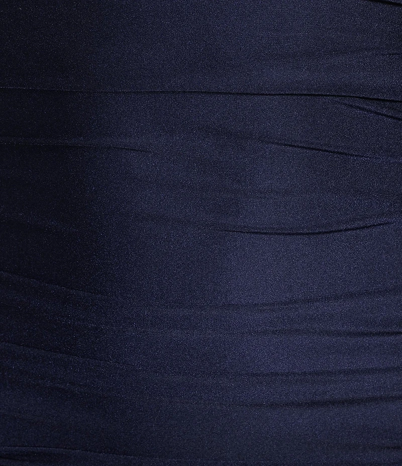 Honey and Rosie Halter V-Neck Tie Back Cummerbund Waist Gown
