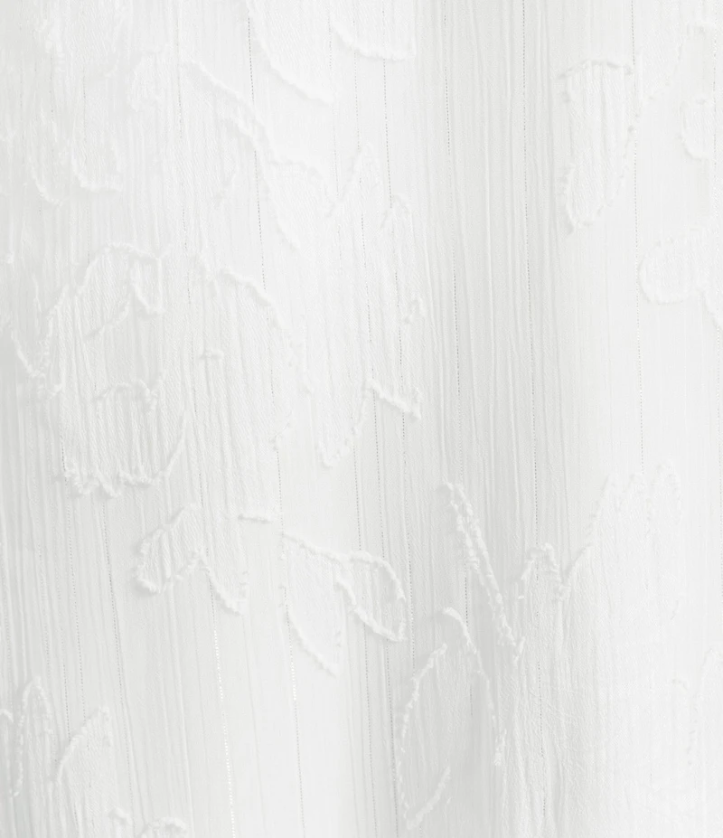 Honey and Rosie Lace Square Neck Cap Sleeve Hi-Low Ruffle Hem Midi Dress