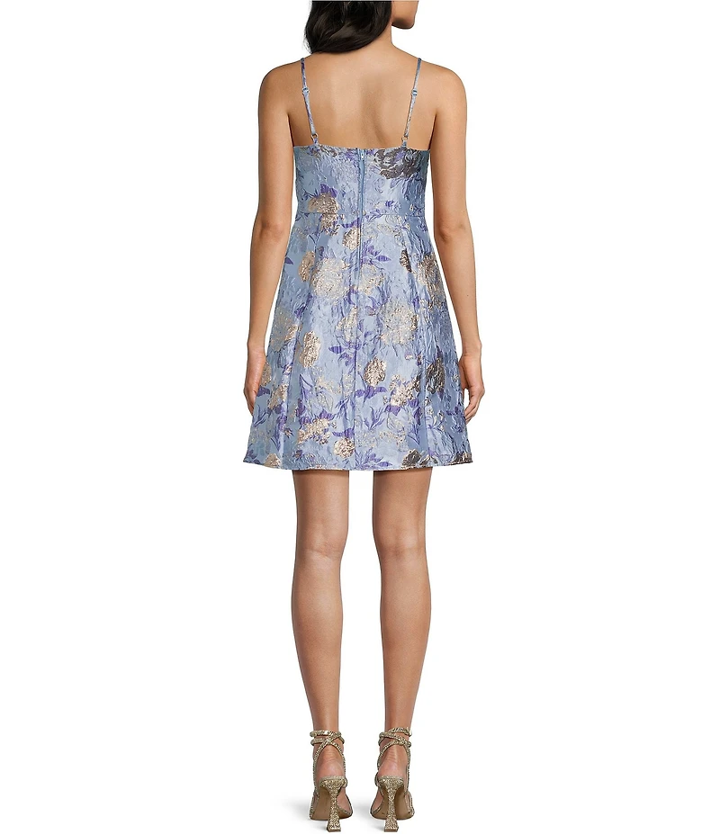 Honey and Rosie Metallic Jacquard U-Wire Front Fit-And-Flare Dress