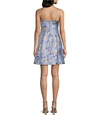 Honey and Rosie Metallic Jacquard U-Wire Front Fit-And-Flare Dress