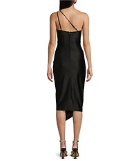 Honey and Rosie One Shoulder Glitter Knit A-Symmetrical Midi Dress
