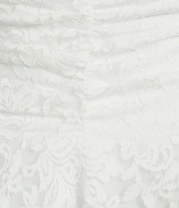 Honey and Rosie Patterned Lace Shirred Halter Neck A-Line Dress