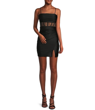 Honey and Rosie Pleated Bodice Corset Spaghetti Strap Fitted Dress