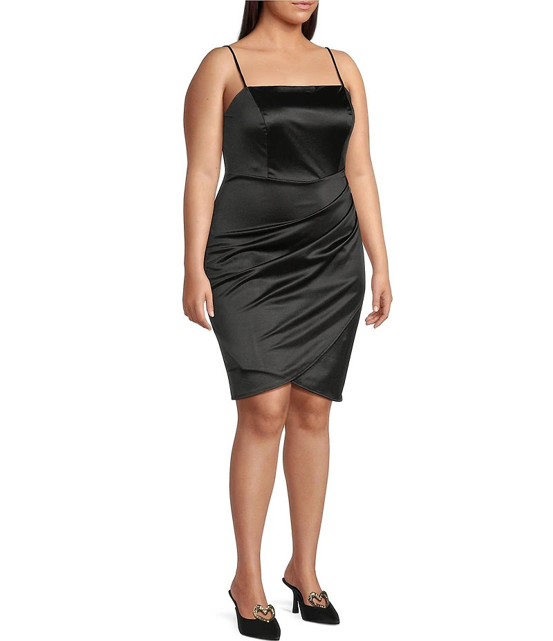 Honey and Rosie Plus Pleated Side Shirred Back Bodycon Dress