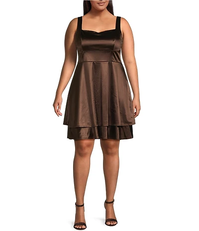 Honey and Rosie Plus Size Sateen Sweetheart Neck Fit And Flare Dress
