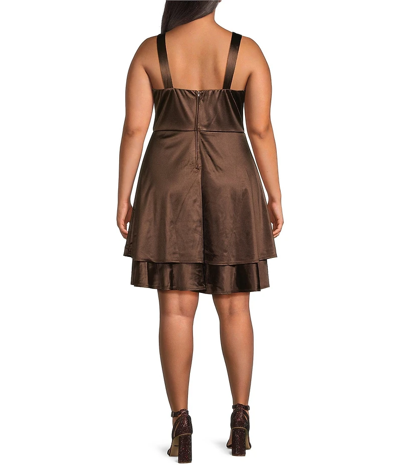 Honey and Rosie Plus Size Sateen Sweetheart Neck Fit And Flare Dress