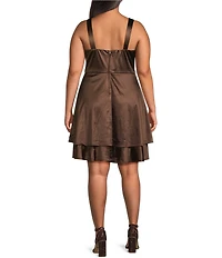 Honey and Rosie Plus Size Sateen Sweetheart Neck Fit And Flare Dress