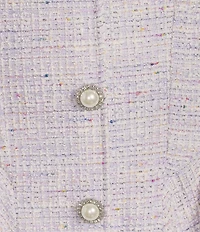 Honey and Rosie Printed Boucle Square Neck Short Sleeve Dress