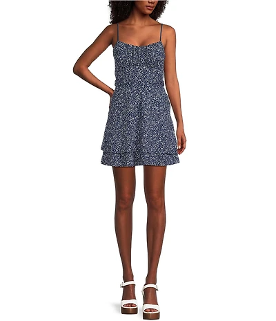 Honey and Rosie Printed Double Hem Fit-And-Flare Mini Dress