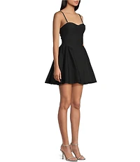 Honey and Rosie Rhinestone Trim Sweetheart Neck Fit & Flare Lace Up Back Dress