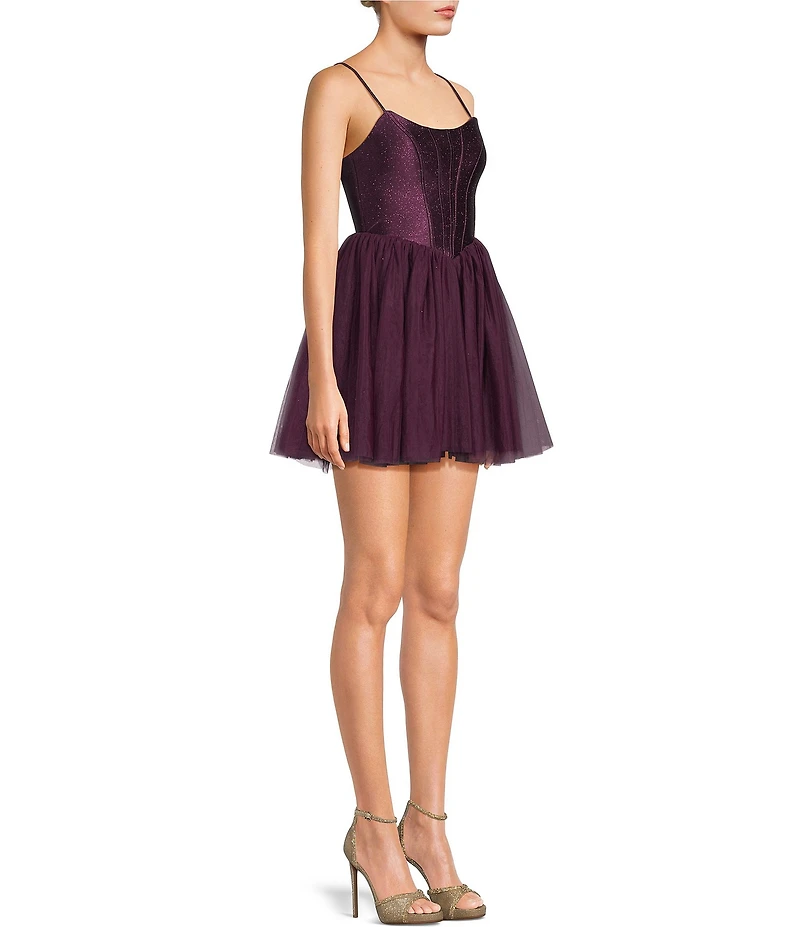 Honey and Rosie Round Neck Corset Inspired Lace Up Back Tulle Skirted Ballerina Dress