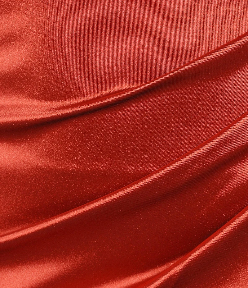 Honey and Rosie Royal Sateen Halter Plunge V-Neck Cummerbund Inspired Waist Midi Dress