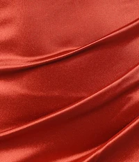 Honey and Rosie Royal Sateen Halter Plunge V-Neck Cummerbund Inspired Waist Midi Dress
