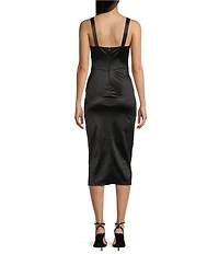 Honey and Rosie Sateen Sleeveless Midi Fitted Tank Dress