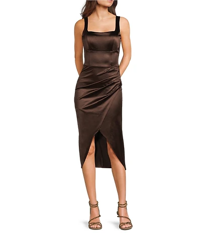 Honey and Rosie Sateen Sleeveless Midi Fitted Tank Dress