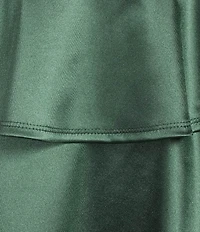 Honey and Rosie Sateen Square Neck Pleated Bodice Back Cut-Out Tiered Dress