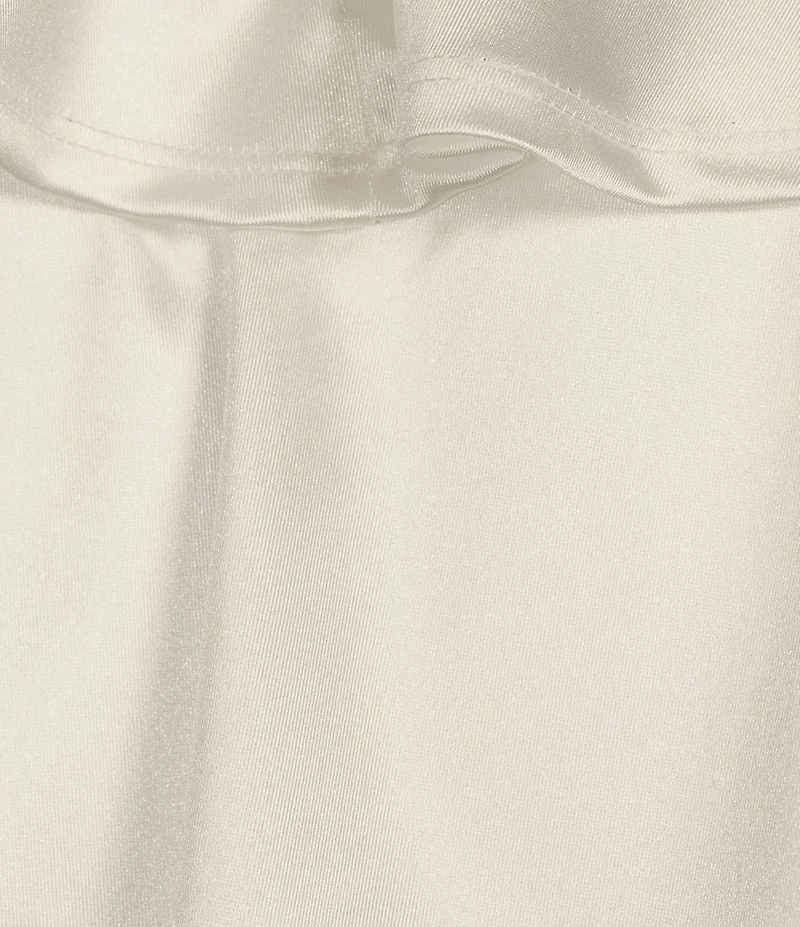 Honey and Rosie Sateen Square Neck Pleated Bodice Back Cut-Out Tiered Dress