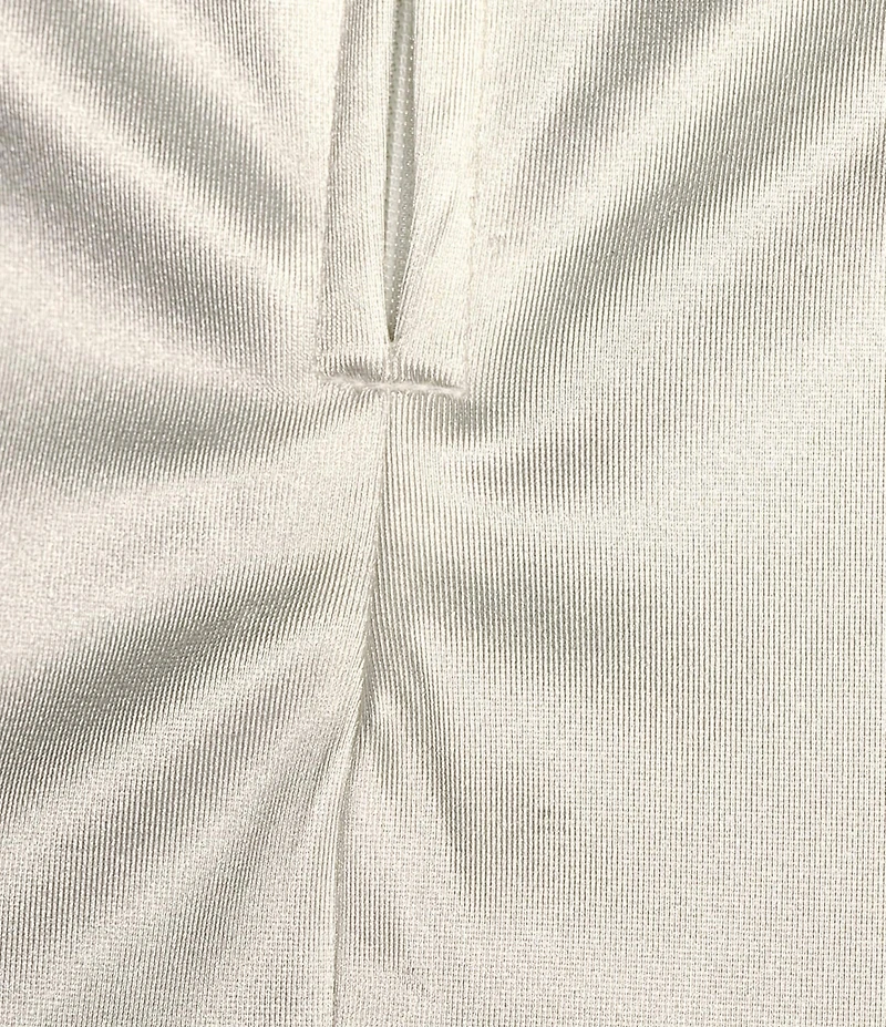 Honey and Rosie Sateen Square Neck Spaghetti Tie Strap Ruffle Midi Dress