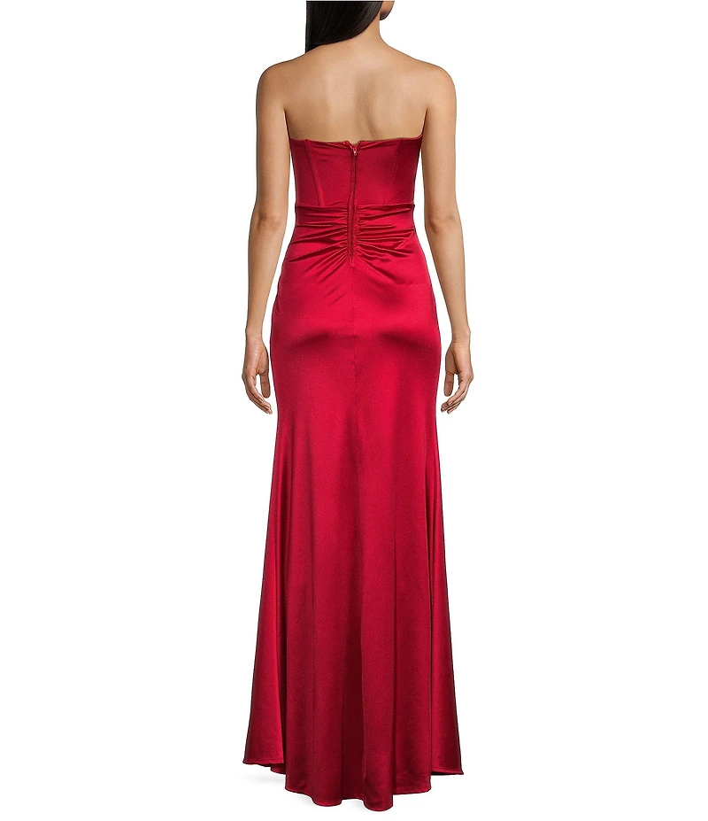Honey and Rosie Sateen Sweetheart Neck Strapless Corset Long Dress