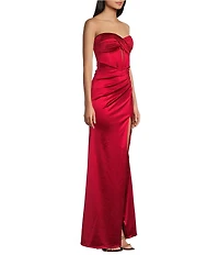 Honey and Rosie Sateen Sweetheart Neck Strapless Corset Long Dress